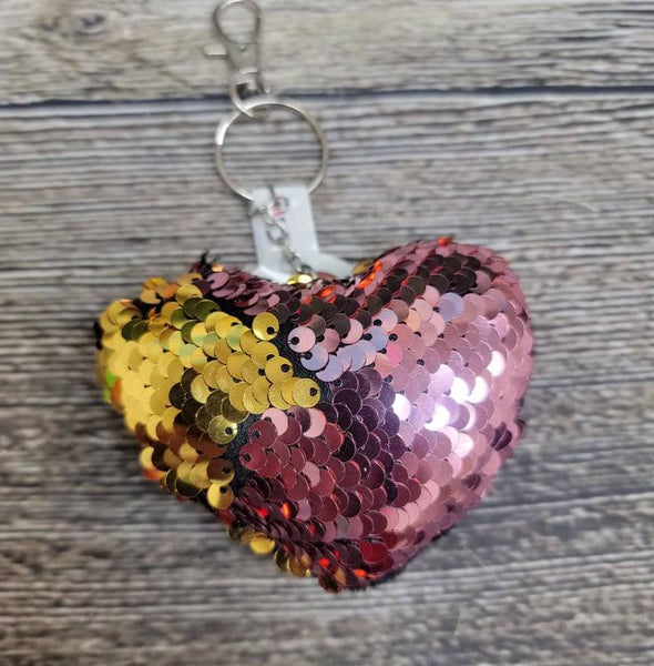 Sequin Heart Key Chain - Blaser Bling