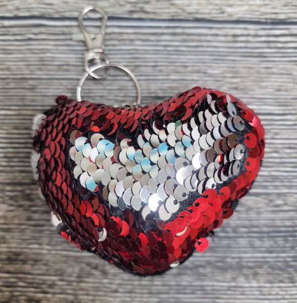 Sequin Heart Key Chain - Blaser Bling