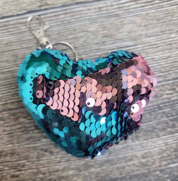 Sequin Heart Key Chain - Blaser Bling
