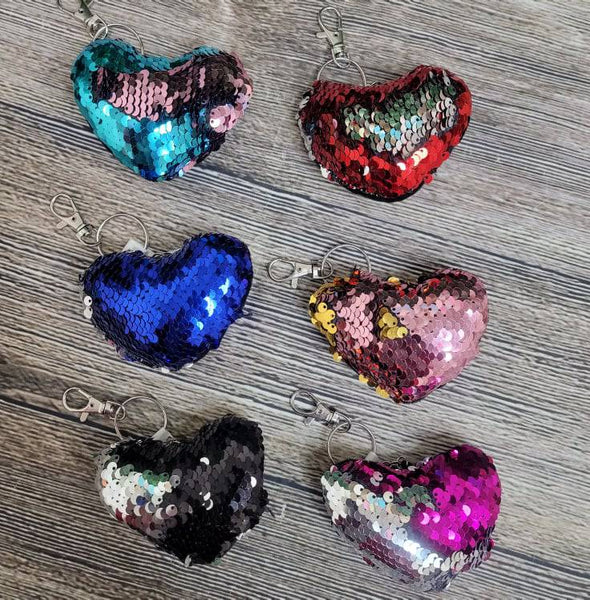 Sequin Heart Key Chain - Blaser Bling