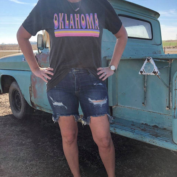 Cello High Rise Destroy Bermuda Frayed Shorts - Blaser Bling