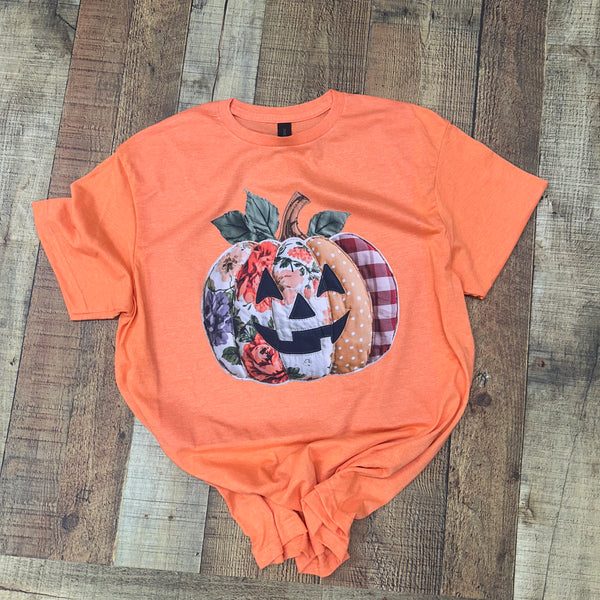 PREORDER Floral Patchwork Faux Stitch Pumpkin 9/14