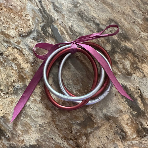 Maroon and Silver Bangles