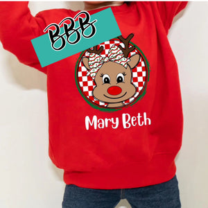 Personalized Youth Checkered Reindeer