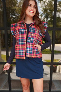 PREORDER Patterned In Plaid Puffer Vest