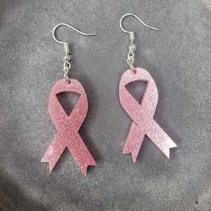 Breast Cancer Awareness Acrylic Earrings - Blaser Bling 