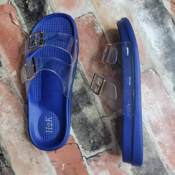 Blue Buckle Sandals - Blaser Bling 