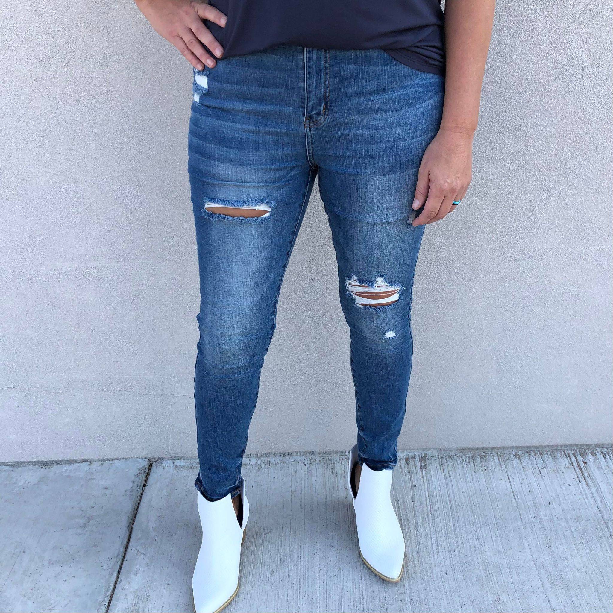 Judy Blue Distressed Skinny Jeans - Blaser Bling 