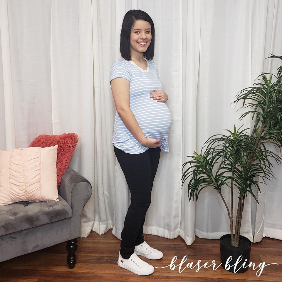 Stripe Maternity Top - Blaser Bling 