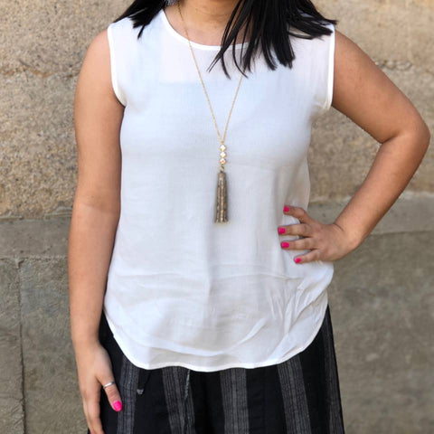 Sleeveless Round Neck Top - Blaser Bling 