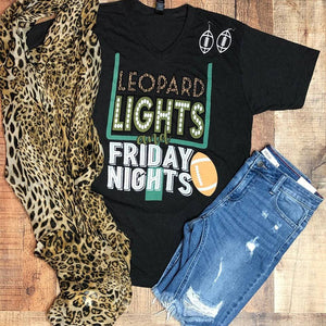 Leopard Lights & Friday Nights Tee - Blaser Bling 