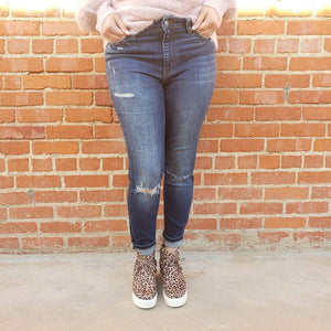 Vervet Mid-rise Distressed Ankle Skinny Jeans - Blaser Bling 