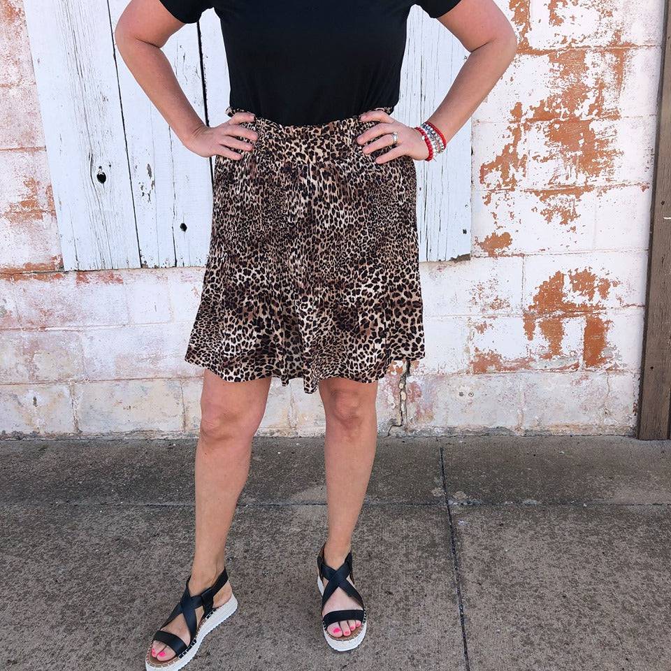 Pleated Leopard Skirt - Blaser Bling 