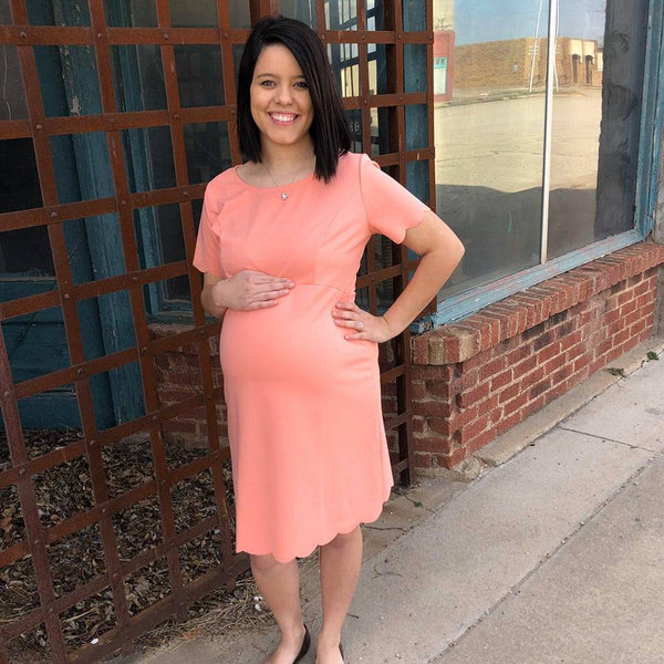 Aubrey Maternity Scalloped Dress - Blaser Bling 