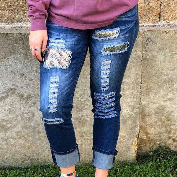 L&B Sequin Patch Jeans - Blaser Bling 